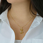 Giraffe Gold Necklace on Model
