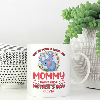 Alternative view of Personalized Happy First Mother Day Coffee Mug - Beer Stein - Water Bottle - Color Changing Mug