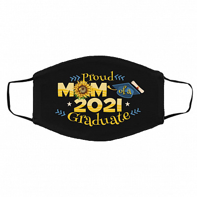 mom grad, Black, Cloth Face Cover – Medium/Large