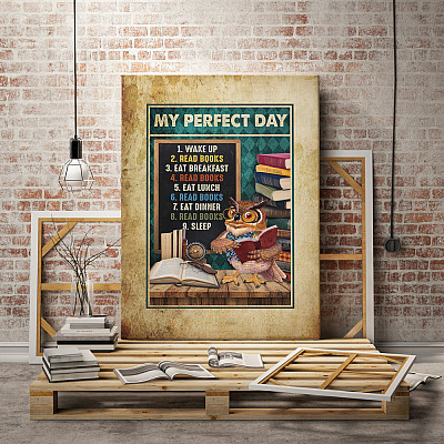 Alternative view of My Perfect Day Eat Sleep Read Books Framed Canvas - Unframed Poster - Funny Reading Book Home Decor
