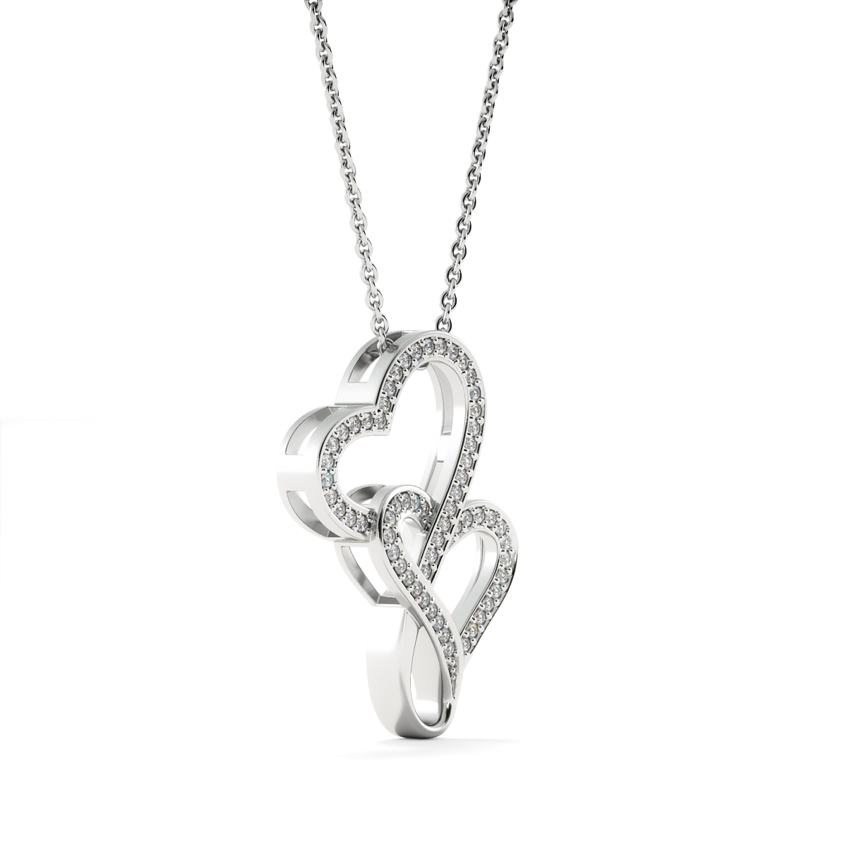 Double Hearts Pendant Silver Message Card 1 Double Hearts Pendant Silver Message Card 1