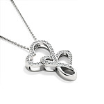 Double Hearts Pendant Silver Card 2