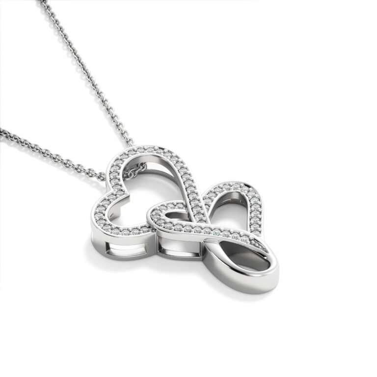 Double Hearts Pendant Silver Card 2