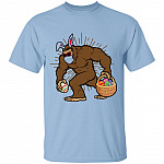 Funny Bigfoot Wearing Mask, Light Blue, Unisex T-Shirt