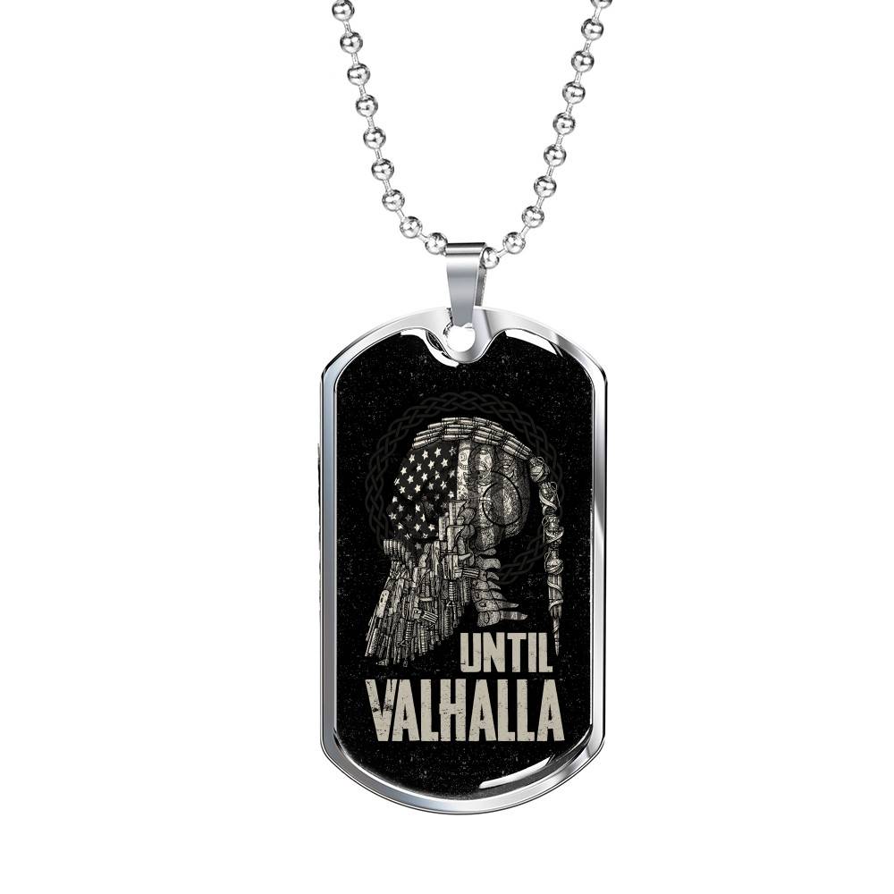Until Valhalla Viking Dog Tag Necklace - Skull American Flag Norse Viking Dog Tag Necklace - Dog Tag (Silver) Until Valhalla Viking Dog Tag Necklace - Skull American Flag Norse Viking Dog Tag Necklace - Dog Tag (Silver)