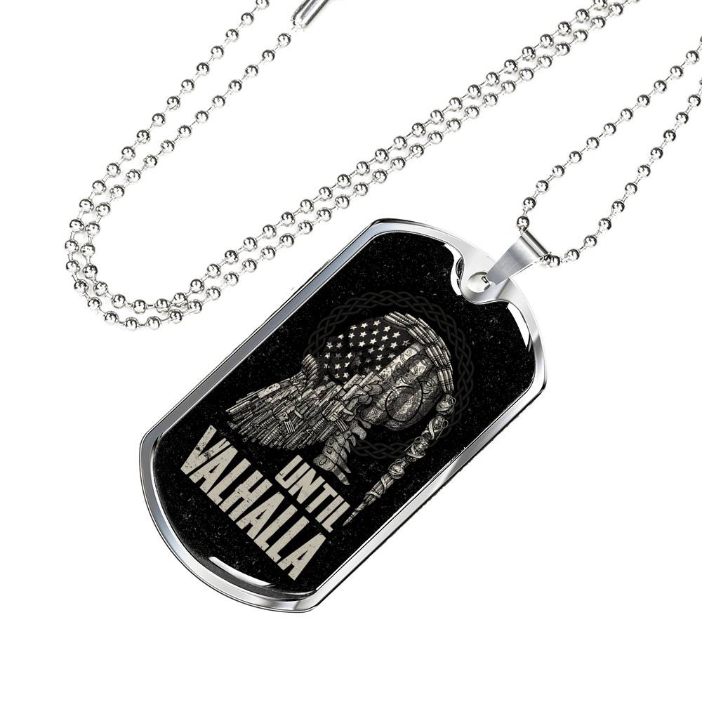 Until Valhalla Viking Dog Tag Necklace - Skull American Flag Norse Viking Dog Tag Necklace - Dog Tag (Silver) Until Valhalla Viking Dog Tag Necklace - Skull American Flag Norse Viking Dog Tag Necklace - Dog Tag (Silver)