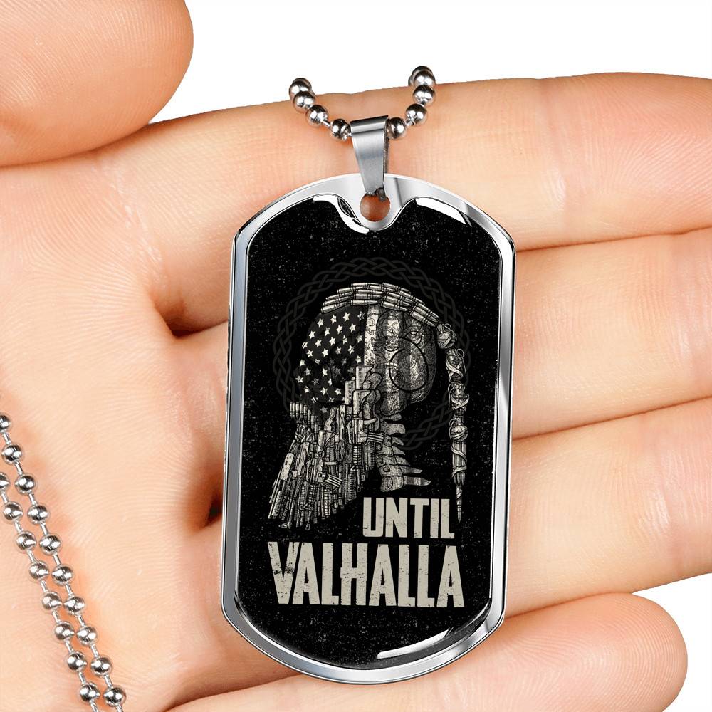 Until Valhalla Viking Dog Tag Necklace - Skull American Flag Norse Viking Dog Tag Necklace - Dog Tag (Silver) Until Valhalla Viking Dog Tag Necklace - Skull American Flag Norse Viking Dog Tag Necklace - Dog Tag (Silver)