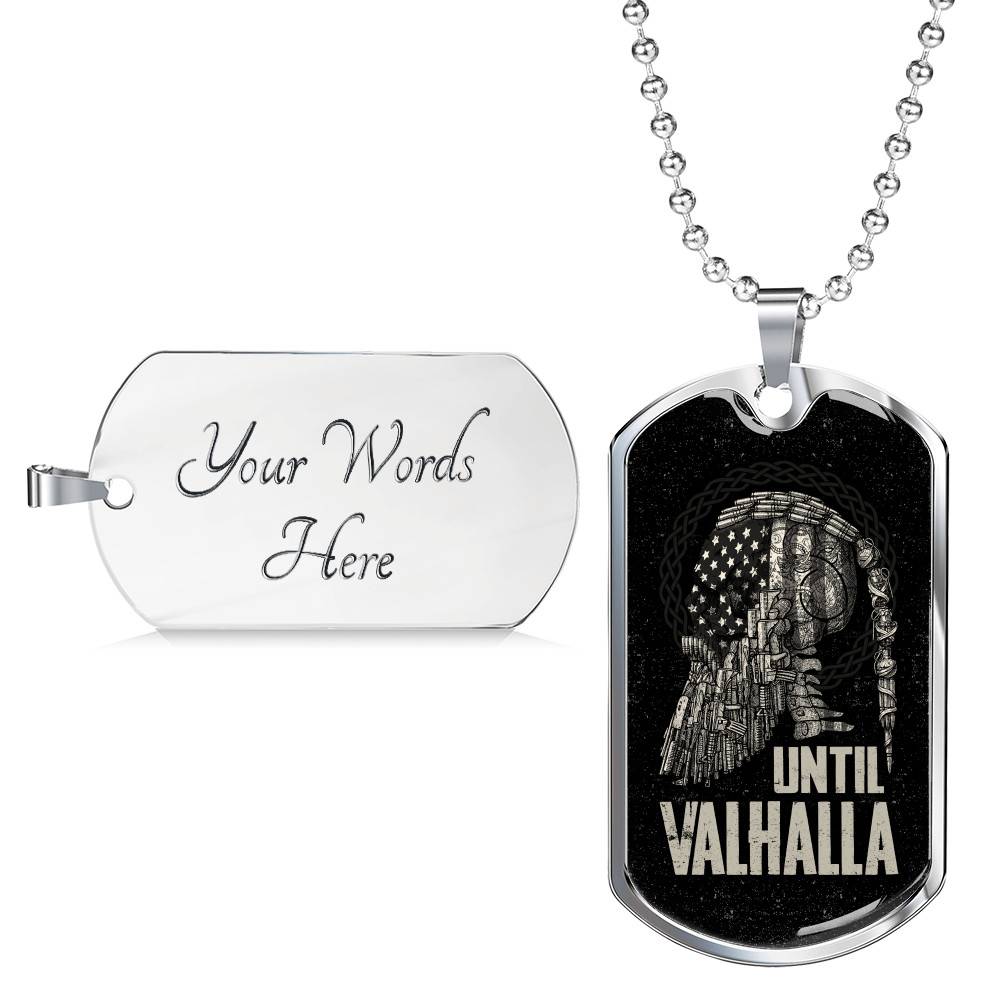 Until Valhalla Viking Dog Tag Necklace - Skull American Flag Norse Viking Dog Tag Necklace - Dog Tag (Silver) Until Valhalla Viking Dog Tag Necklace - Skull American Flag Norse Viking Dog Tag Necklace - Dog Tag (Silver)