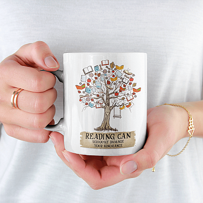 Alternative view of Book Nerd Mug Reading Can Seriously Damage Your Ignorance Coffee Mug - Beer Stein - Water Bottle