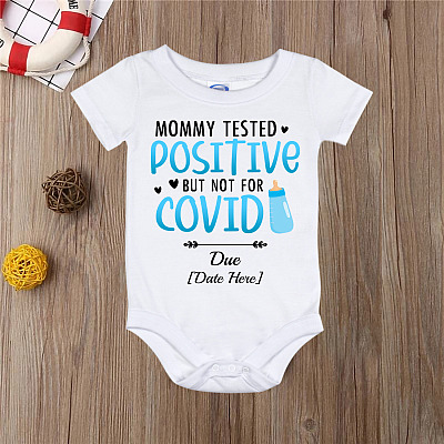 Alternative view of Personalized Mommy Tested Positive but Not for Cov-id New Baby Coming Baby Onesie - Baby Infant Bodysuit