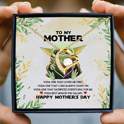 Baby Yoda To My Mother Yoda Best Mom In The Galaxy Happy Mother's Day Forever Love Pendant Necklace