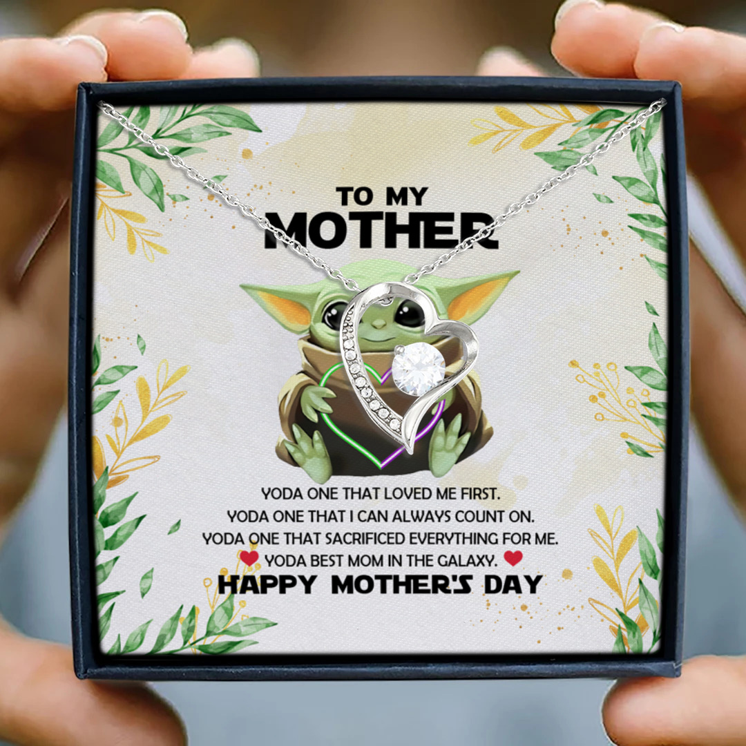 35 HG uu tien. To My Mom Yoda Baby - Message Card Forever Love Necklace (Silver) 3
