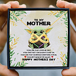 Baby Yoda To My Mother Yoda Best Mom In The Galaxy Happy Mother's Day Infinity Heart Pendant Necklace