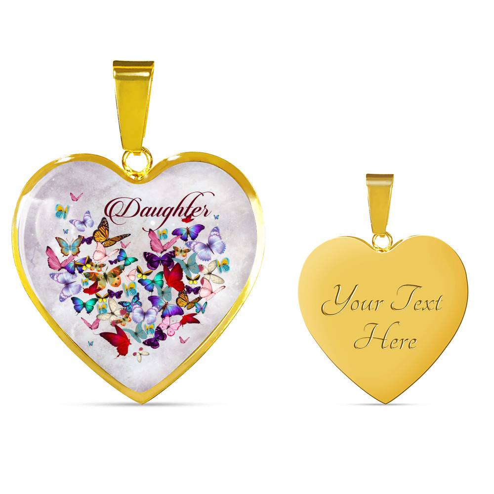 Colorful Butterfly Daughter Heart Pendant Necklace - Daughter Gift Necklace - Heart Luxury Necklace (Gold Plated) Colorful Butterfly Daughter Heart Pendant Necklace - Daughter Gift Necklace - Heart Luxury Necklace (Gold Plated)