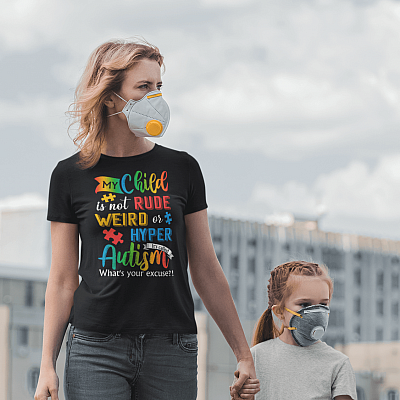 Alternative view of My Child Is Not Rule Weird Or Hyper It's Called Autism T-shirt- V-neck - Autism Mom Shirt - Autism Dad Shirt