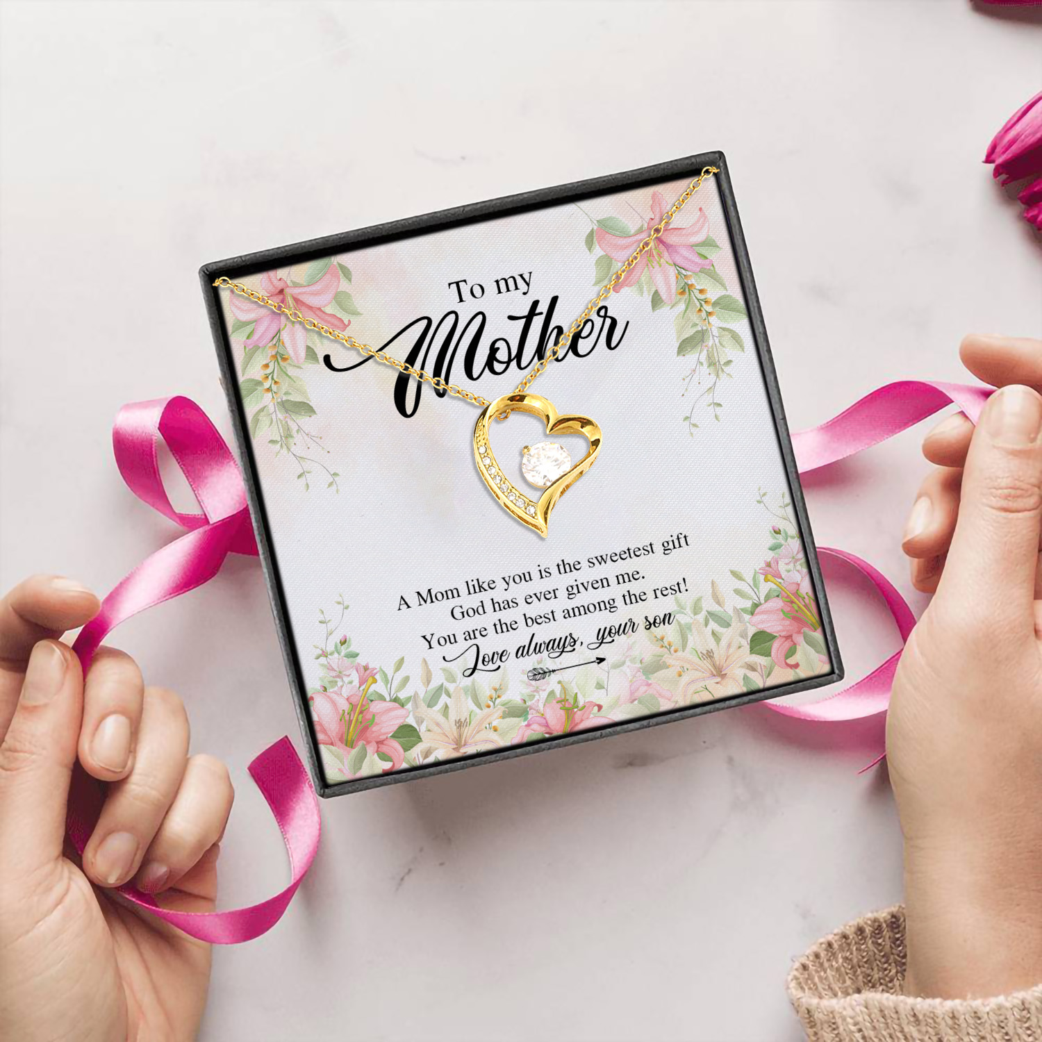 9LV. A Mom Like You Forever Love Necklace (Gold) 5