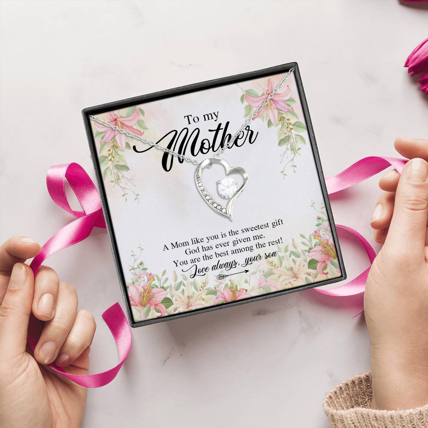 9LV. A Mom Like You Forever Love Necklace (Silver) 5