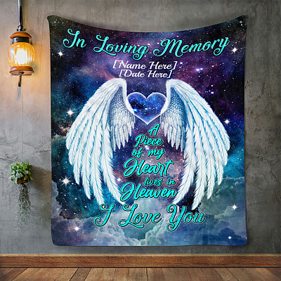Alternative view of Personalized In Loving Memory A Piece Of My Heart Lives In Heaven Fleece Blanket - Sherpa Blanket