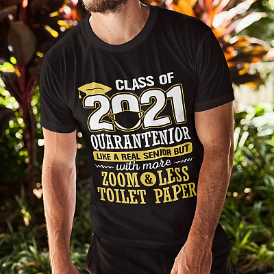 Alternative view of Class Of 2021 Quarantenior T-shirt - Funny Graduation Quarantine Shirts