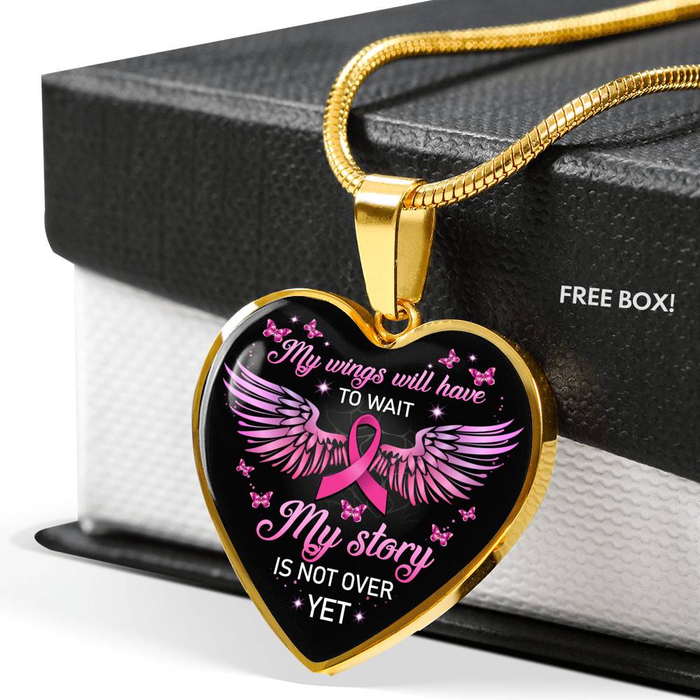 My Wings Will Have to Wait My Story Is Not Over Yet Heart Pendant Necklace - Heart Luxury Necklace (Gold Plated) My Wings Will Have to Wait My Story Is Not Over Yet Heart Pendant Necklace - Heart Luxury Necklace (Gold Plated)