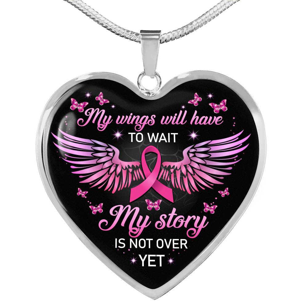 My Wings Will Have to Wait My Story Is Not Over Yet Heart Pendant Necklace - Heart Luxury Necklace (Silver) My Wings Will Have to Wait My Story Is Not Over Yet Heart Pendant Necklace - Heart Luxury Necklace (Silver)