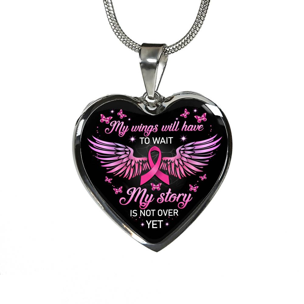 My Wings Will Have to Wait My Story Is Not Over Yet Heart Pendant Necklace - Heart Luxury Necklace (Silver) My Wings Will Have to Wait My Story Is Not Over Yet Heart Pendant Necklace - Heart Luxury Necklace (Silver)