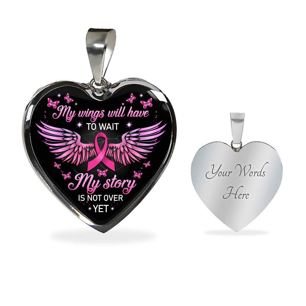 My Wings Will Have to Wait My Story Is Not Over Yet Heart Pendant Necklace - Heart Luxury Necklace (Silver) My Wings Will Have to Wait My Story Is Not Over Yet Heart Pendant Necklace - Heart Luxury Necklace (Silver)