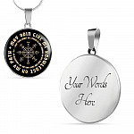 May Odin Give Me Knowledge On My Path May Thor Grant Me Strength and Courage Viking Circle Pendant Necklace - Circle Luxury Necklace (Silver)