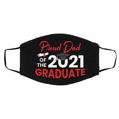 Proud Dad Of The 2021 Graduate, Black, Cloth Face Cover – Medium/Large