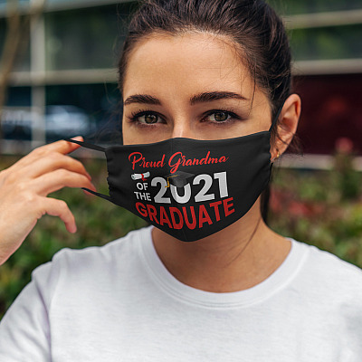 Alternative view of Proud Grandma Of The 2021 Graduate Washable Reusable Custom Printed Cloth Face Mask Cover