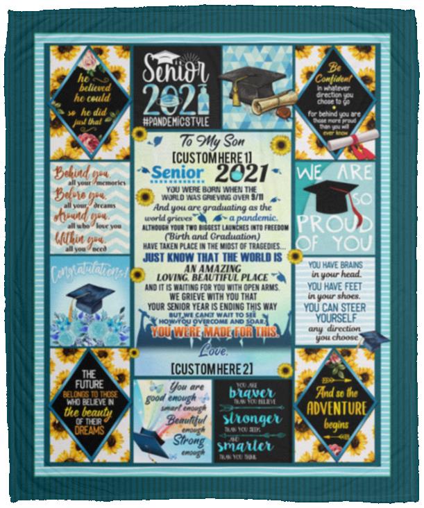 Personalized Son, White, Cozy Plush Fleece Blanket - 50x60