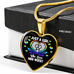 Just A Girl Who Loves Her Wifey Heart Pendant Necklace - Lesbian Wife Gift - Heart Luxury Necklace (Gold Plated)