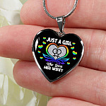 Just A Girl Who Loves Her Wifey Heart Pendant Necklace - Lesbian Wife Gift - Heart Luxury Necklace (Silver)