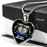 Just A Girl Who Loves Her Wifey Heart Pendant Necklace - Lesbian Wife Gift - Heart Luxury Necklace (Silver)