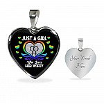 Just A Girl Who Loves Her Wifey Heart Pendant Necklace - Lesbian Wife Gift - Heart Luxury Necklace (Silver)