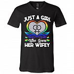 Just A Girl Who Loves, Black, V-Neck T-Shirt