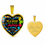 In A World Where You Can Be Anything Be Kind Autism Awareness Heart Pendant Necklace - Heart Luxury Necklace (Gold Plated)