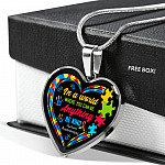 In A World Where You Can Be Anything Be Kind Autism Awareness Heart Pendant Necklace - Heart Luxury Necklace (Silver)