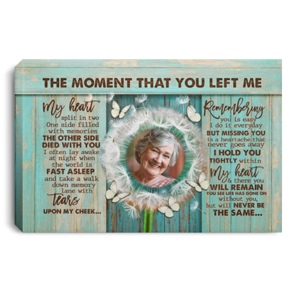 Personalized Photo The Moment That You Left Me My Heart Split In Two Memorial Canvas Prints - Unframed Poster, White, 0.75'' Framed Canvas Personalized Photo The Moment That You Left Me My Heart Split In Two Memorial Canvas Prints - Unframed Poster, White, 0.75'' Framed Canvas