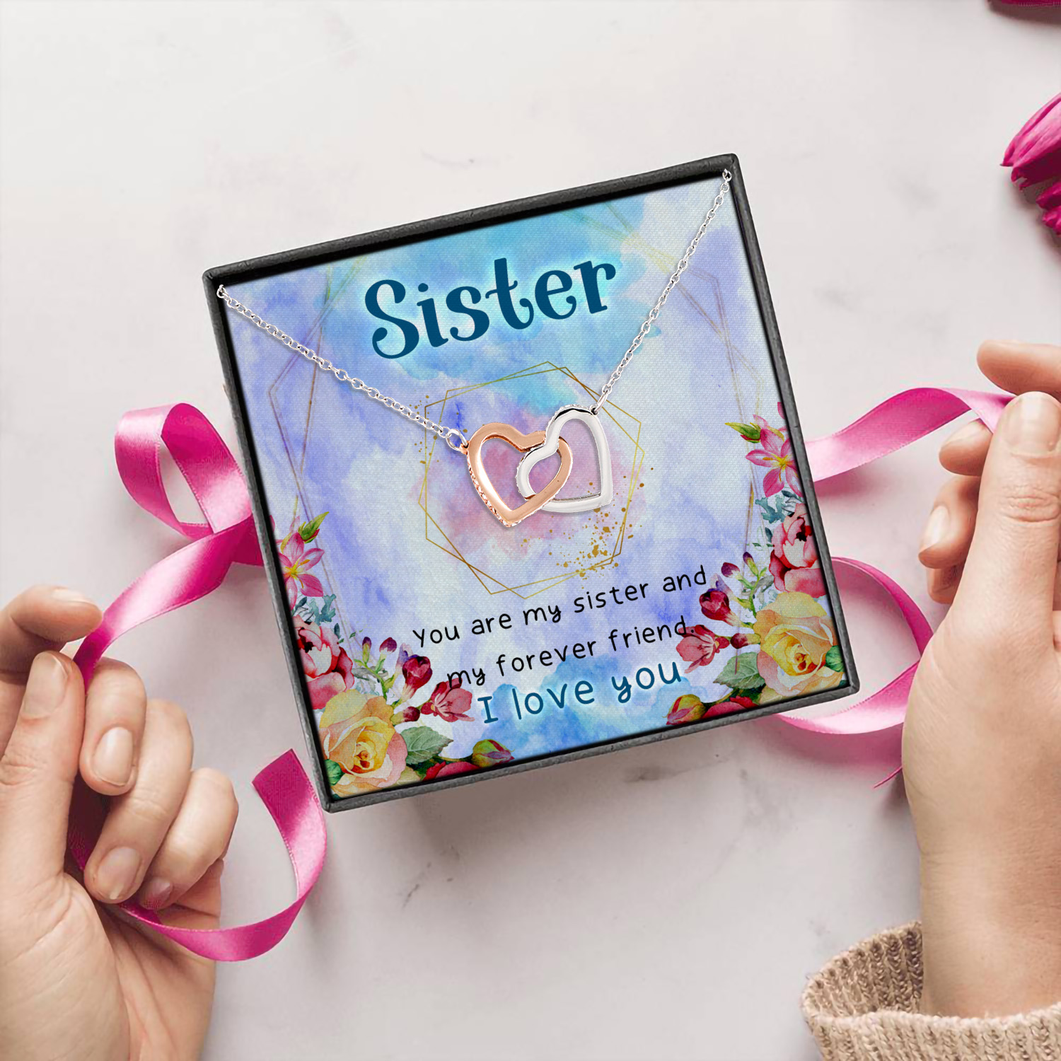 4HP. Love You Sister (6) Interlocking Hearts Necklace 5