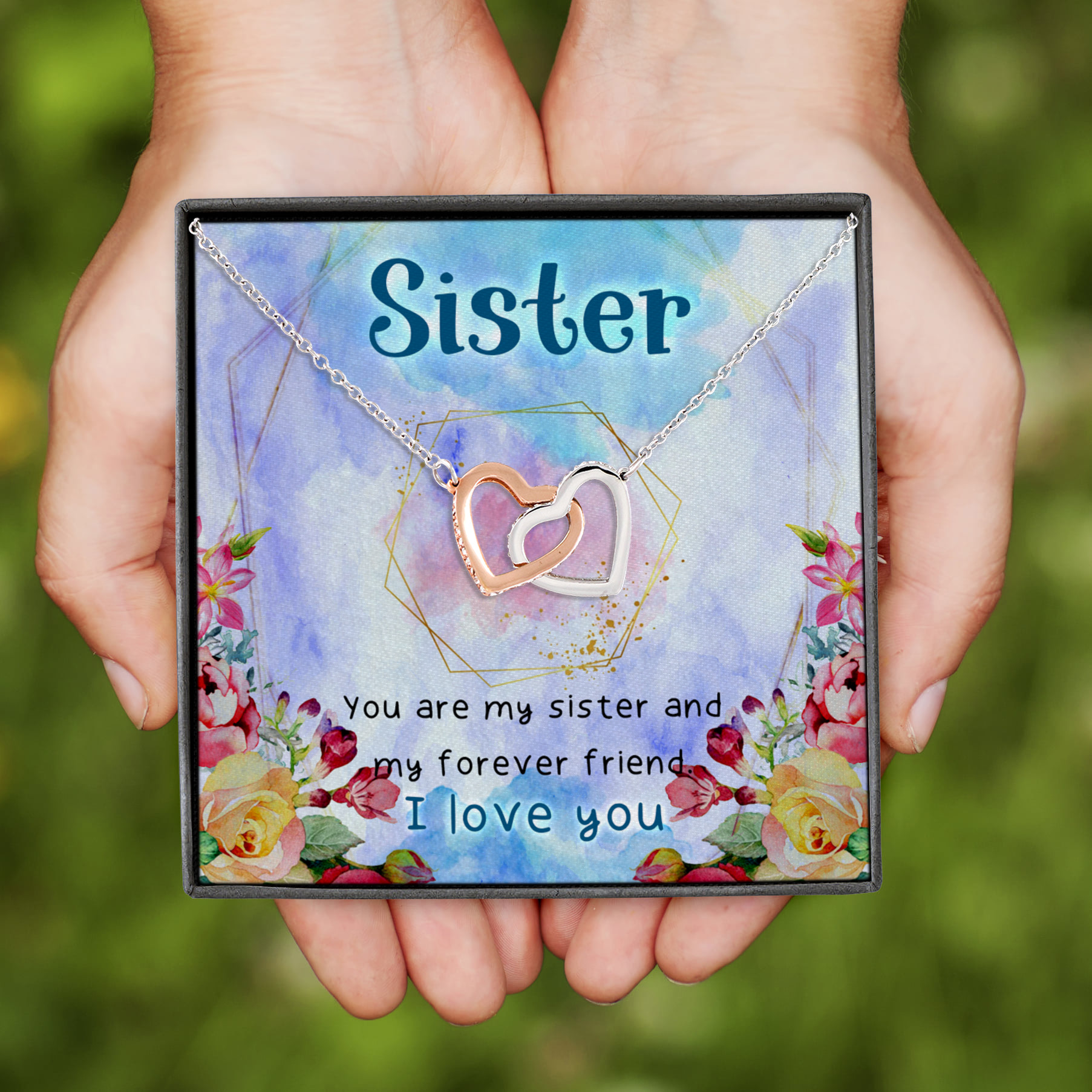 4HP. Love You Sister (6) Interlocking Hearts Necklace