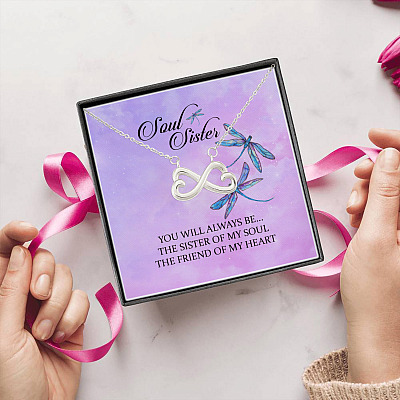 Alternative view of You Will Always Be The Sister Of My Soul Infinity Heart Pendant Necklace - Necklaces For Your Sister
