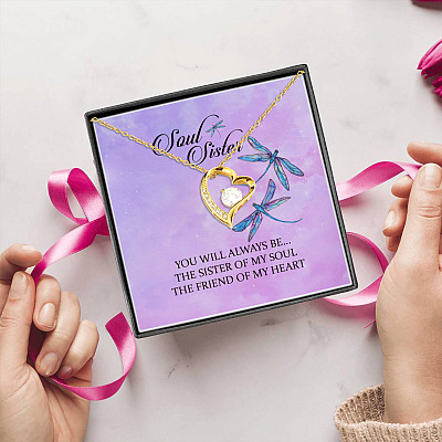 Alternative view of You Will Always Be The Sister Of My Soul Forever Love Pendant Necklace - Necklaces For Your Sister