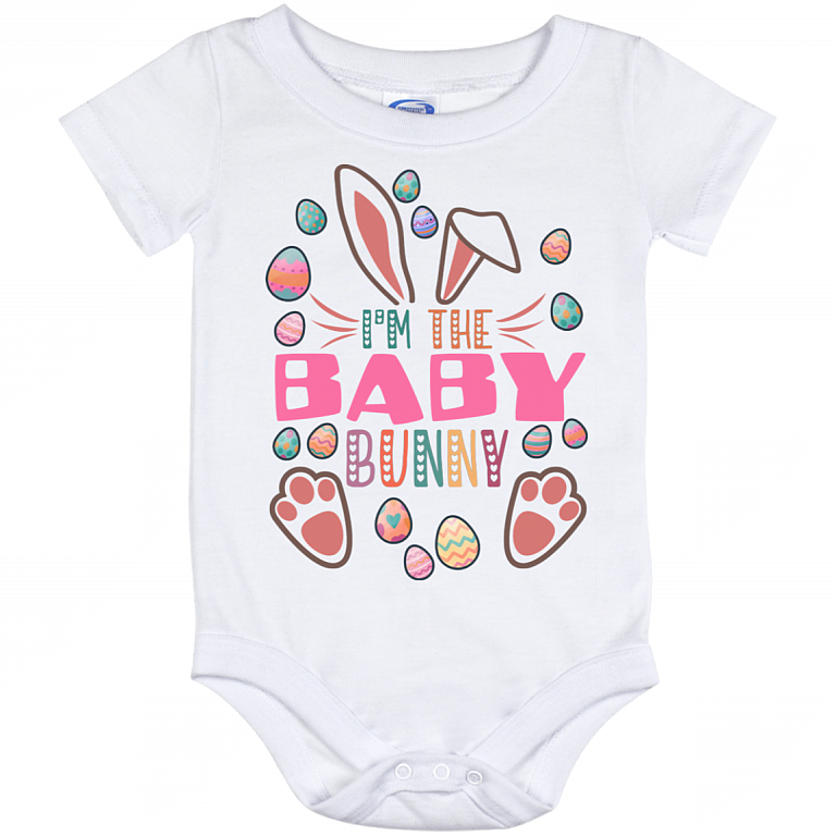 I'm The Baby Bunny Baby Easter Onesie - Baby Toddlers Bodysuit, White, Baby Onesie - 12 Month