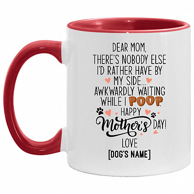 Personalized Dear Mom, White/Red, 11 oz. Accent Mug