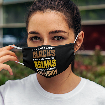 Alternative view of Stop Asian Hate Hate Is a Virus Stop Hate Against Everybody Washable Reusable Face Mask