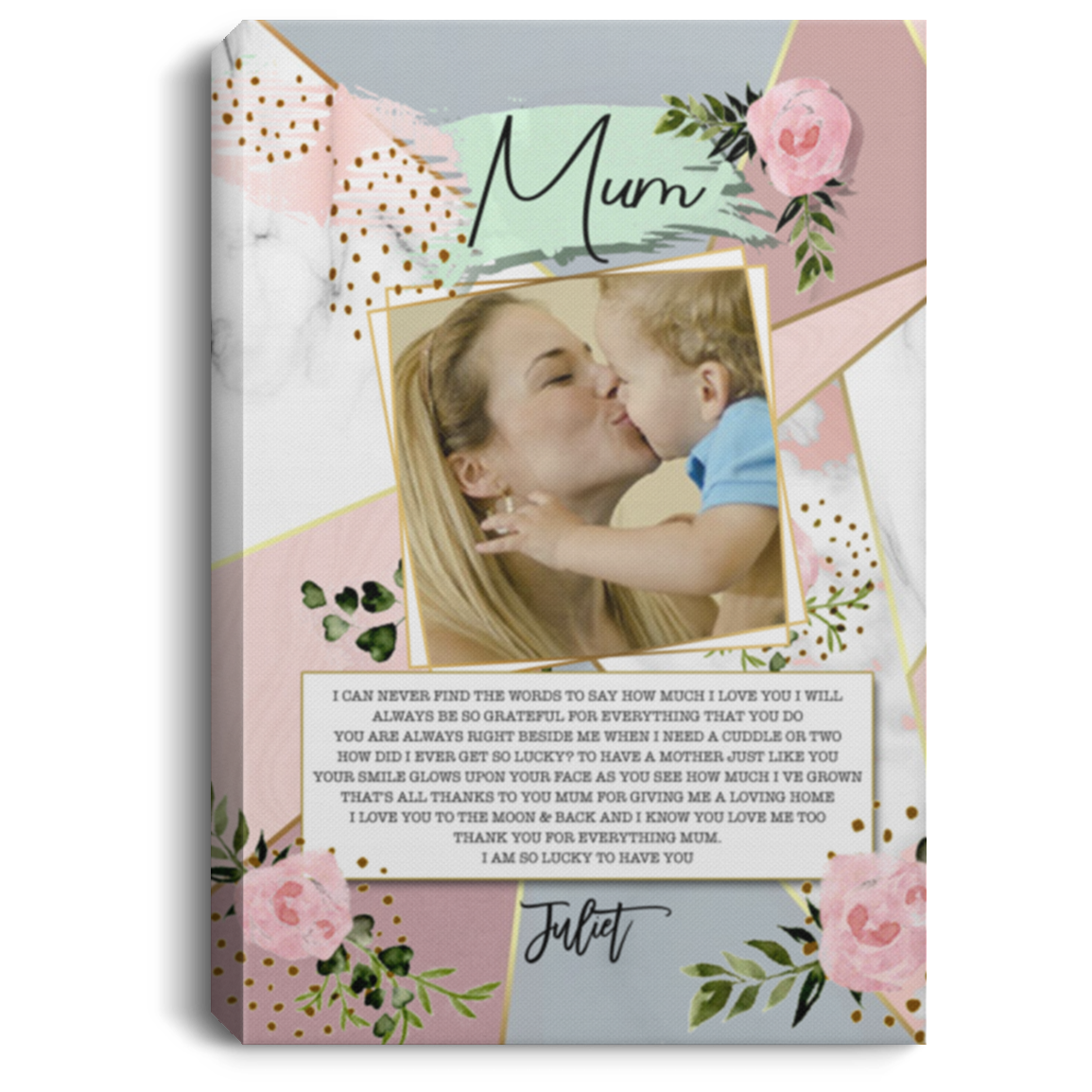Personalized Photo Mum Poem Gallery Wrapped Framed Canvas Prints - Unframed Poster - Home Decor Wall Art, White, 0.75'' Framed Canvas Personalized Photo Mum Poem Gallery Wrapped Framed Canvas Prints - Unframed Poster - Home Decor Wall Art, White, 0.75'' Framed Canvas