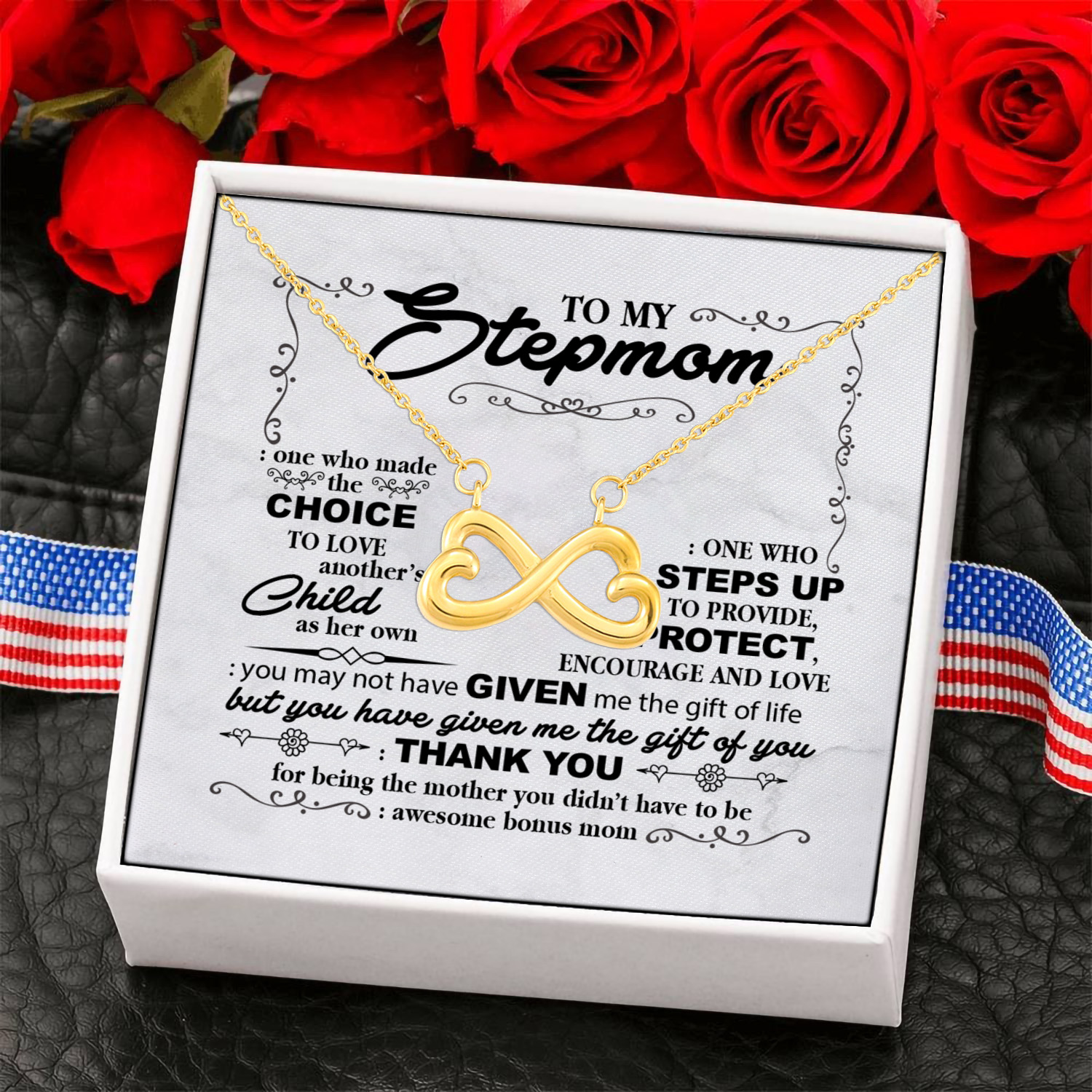 1NH. Stepmom one who (4) Infinity Heart Necklace (Gold) 6