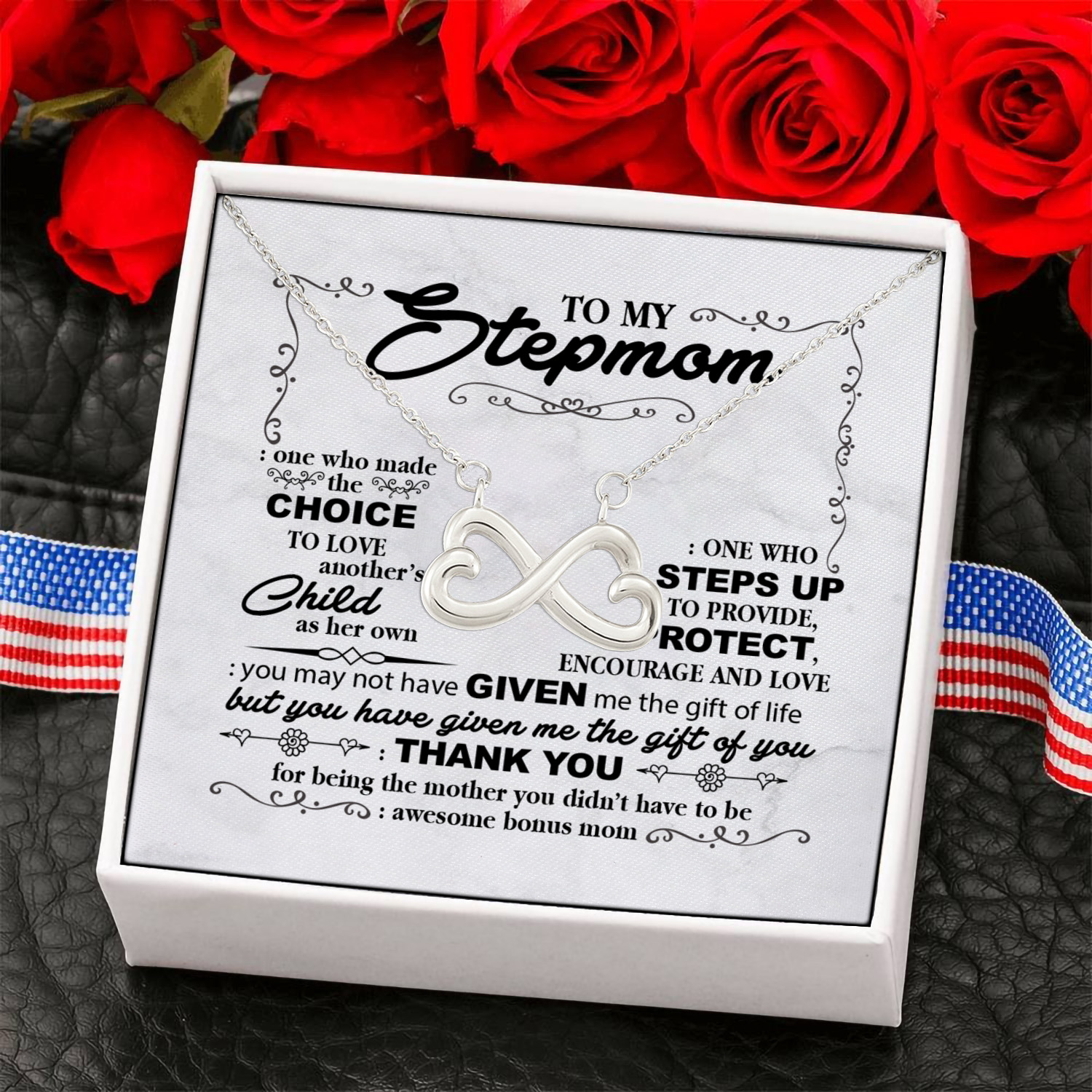 1NH. Stepmom one who (4) Infinity Heart Necklace (Silver) 6