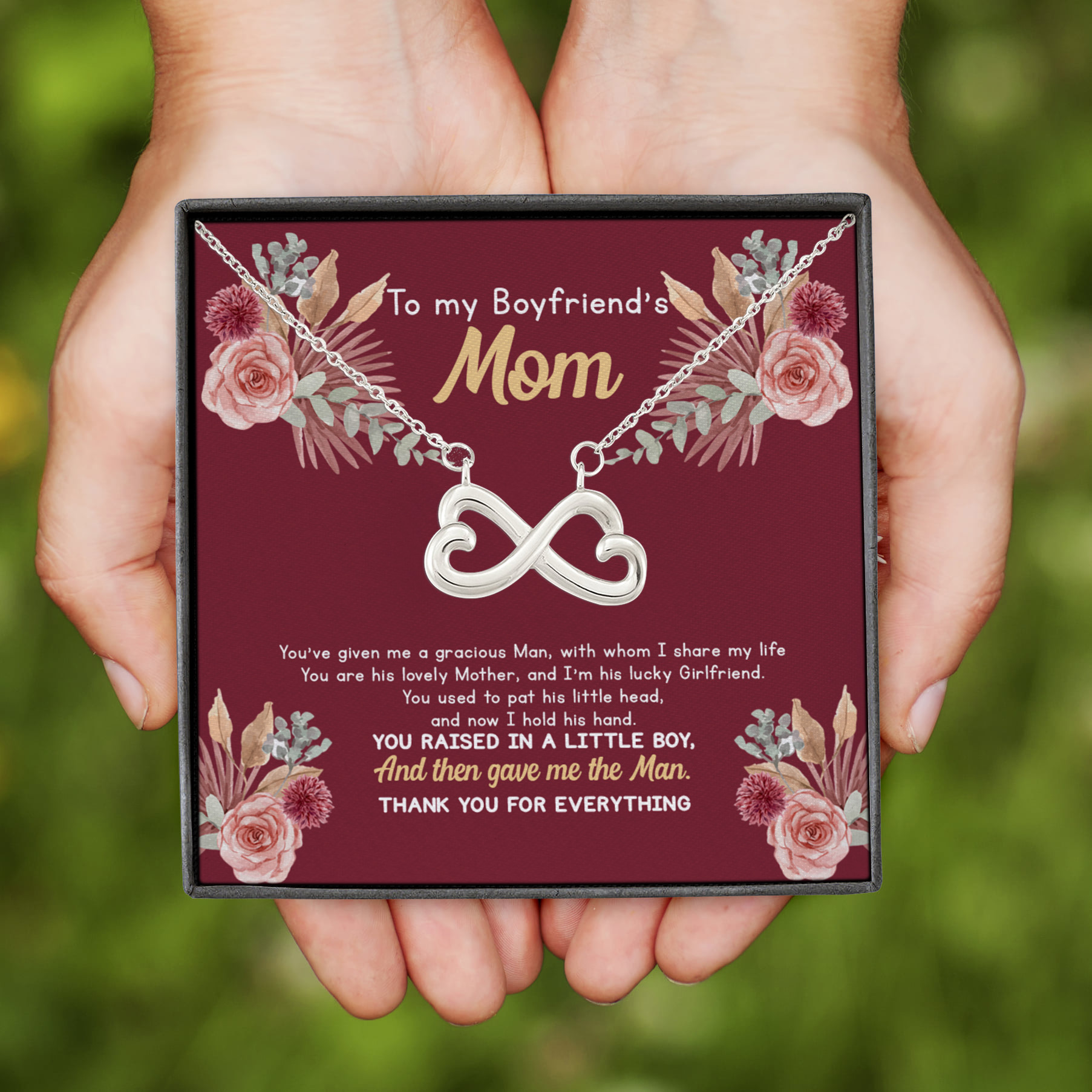 5VT. To My Boyfriend's Mom Infinity Heart Necklace (Silver)